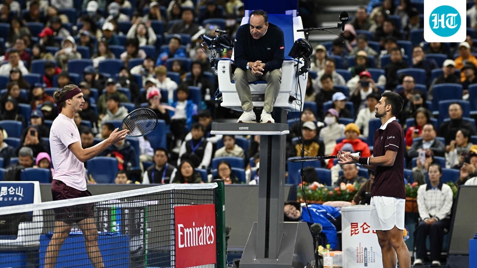‘Most stupid rule’: Novak Djokovic loses his cool, clashes with umpire and Alexander Zverev as VAR drama erupts in tense China Open win